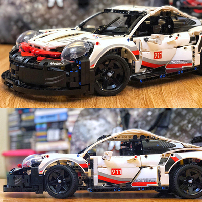 积木粉色保时捷911拼装玩具