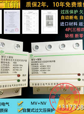 220V自复式过欠压保护器2P40A63A超压低压保护自动复位延时开关