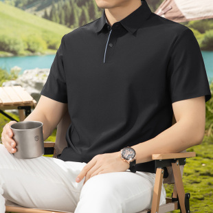 2026新款男士短袖无痕冰丝POLO衫商务休闲夏季薄款凉感透气T恤衫