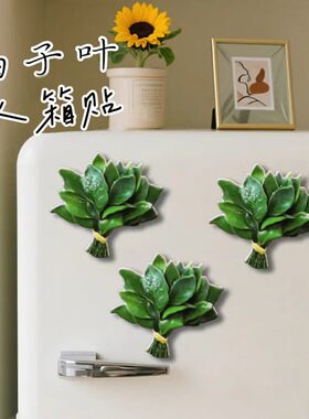 柚子叶冰箱贴亚克力去晦转运创意趣味家居装饰牢固吸附耐用款磁吸