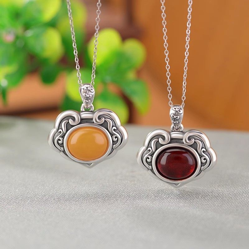 S999足银复古做旧蜜蜡蛋面平安如意吊坠女小众多样性挂坠国潮项坠,饰品/流行首饰/时尚饰品新,项坠/吊坠,淘宝优惠券,粉丝福利购,淘宝优惠卷