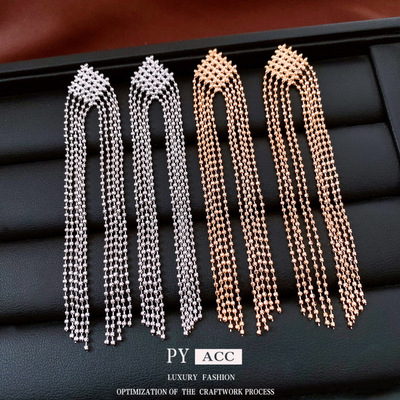 银针金属菱形流苏耳钉欧美跨境轻奢感耳环设计感小众百搭耳饰