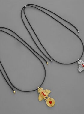 原创新款金羽神徽系列项链 古典风简约复古感个性飞燕锁骨链