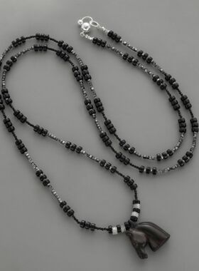 26年新款马头项链 小众感简约个性民族风檀木马头长款锁骨链