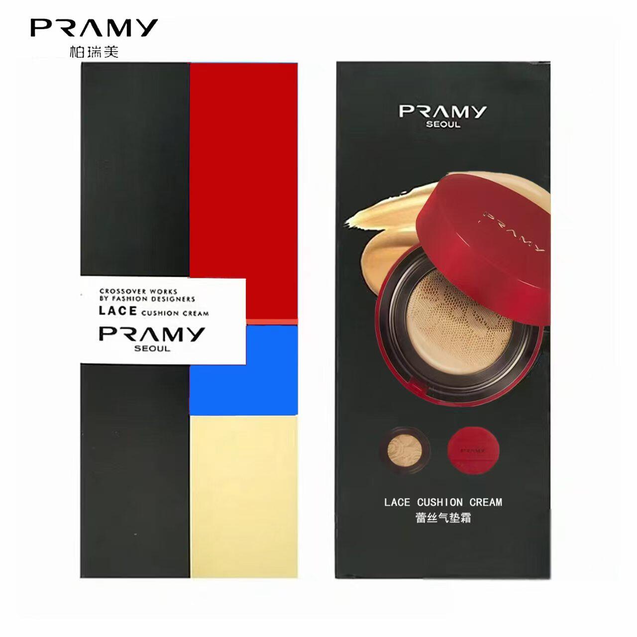 PRAMY柏瑞美红蕾丝气垫霜遮瑕保湿提亮肤色粉底液BB持久自然妆感