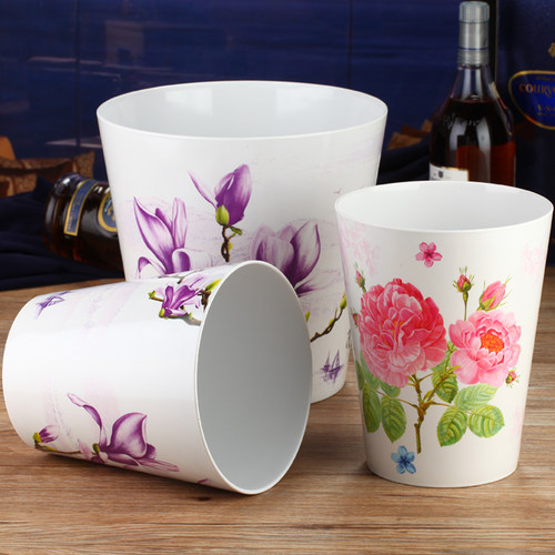 圆形密胺创意无盖塑料桌面垃圾桶