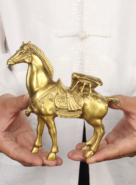 铜马上赢摆件 铜马摆件 铜赢摆件 铜马踏元宝马上蝇摆件送铜钱