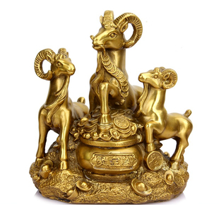 黄铜三羊开泰摆件三阳开泰工艺礼品铜生肖羊家居书柜酒柜摆设