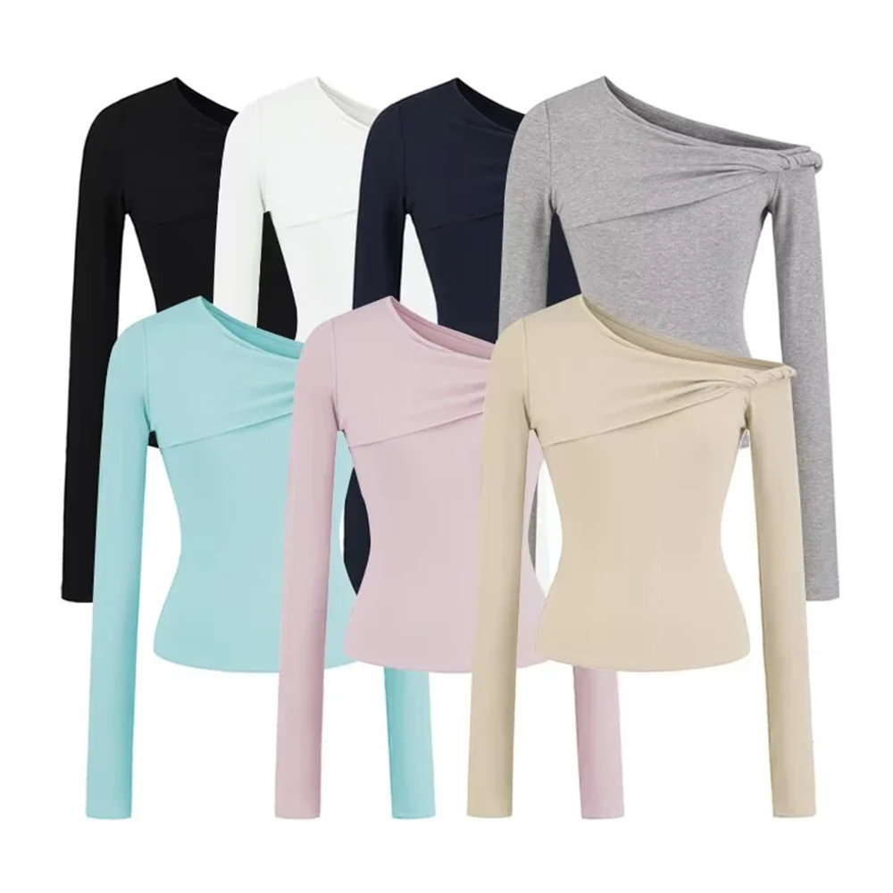 辣妹风纽结斜领长袖t恤女短款设计感露肩性感紧身打底衫内搭上衣,女装/女士精品,T恤,淘宝优惠券,粉丝福利购,淘宝优惠卷