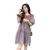 法式复古桔梗碎花减龄连衣裙女2025夏季新款韩版宽松显瘦茶歇短裙，女装连衣裙，浙宝007（原150)