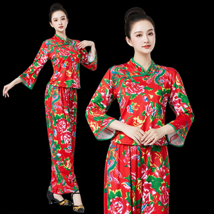 广场舞服装演出服成人新款民族风舞蹈服秧歌服表演服扇子舞服装