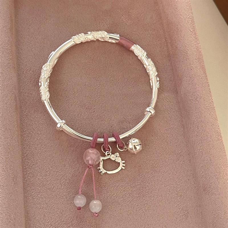 繁花似锦Kitty猫纯银手镯