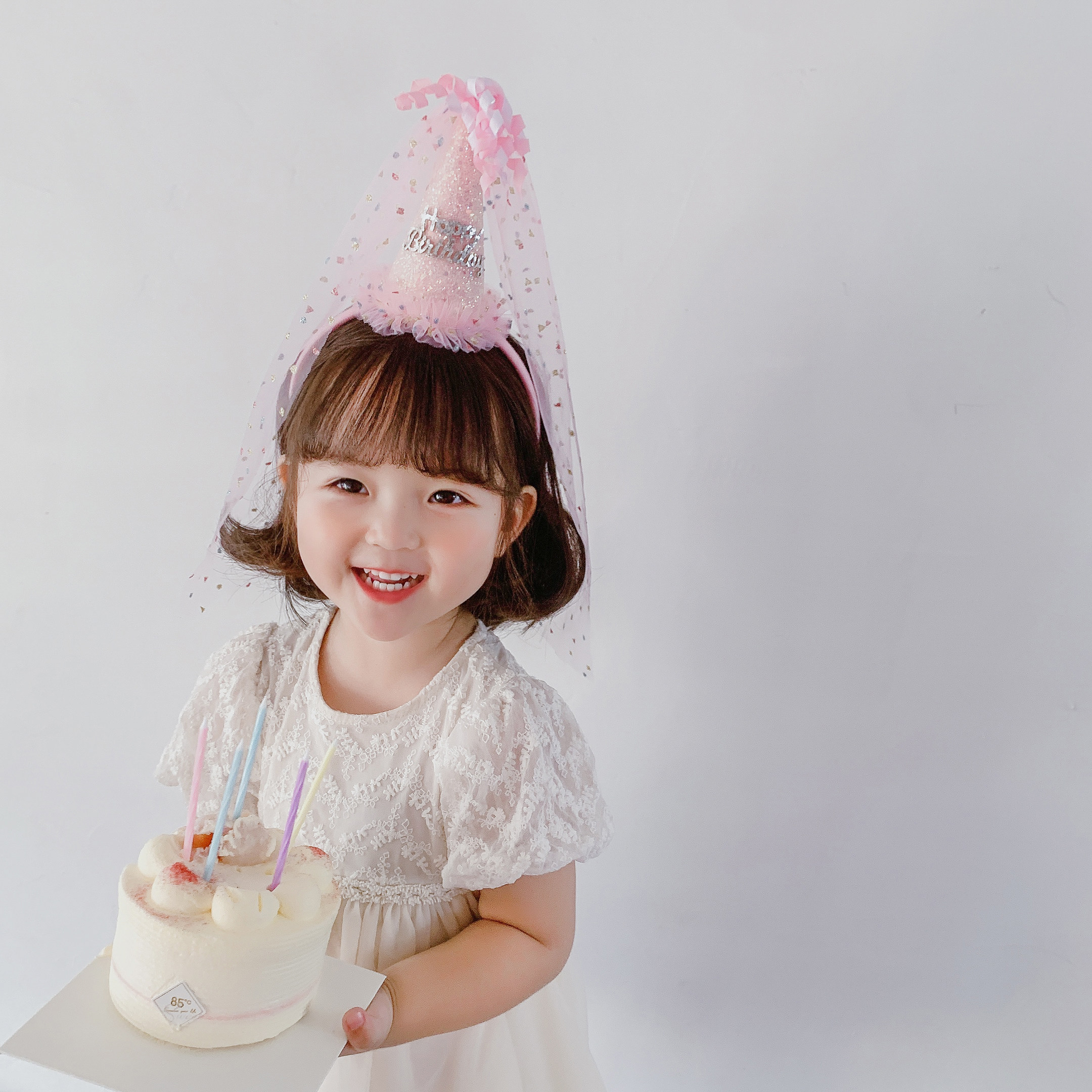 宝宝头纱周岁儿童过生日帽子拍照头饰发箍派对装饰场景布置女孩