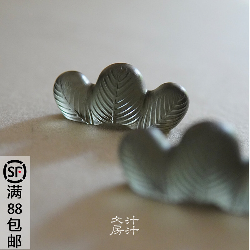 汁汁文房 松 古法手工琉璃笔架笔山笔搁镇纸摆件高档文房四宝用品