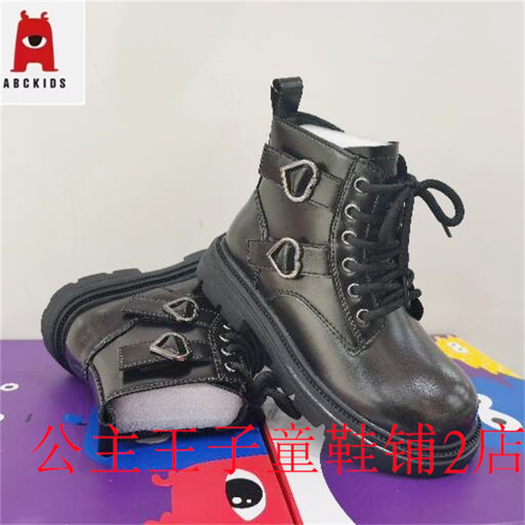Abckids2025冬季新品同步专柜款保暖皮靴马丁靴二棉鞋P551306383