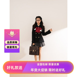 柏林优等生 秋冬新款日系jk制服设计长袖西装外套甜美百褶裙套装