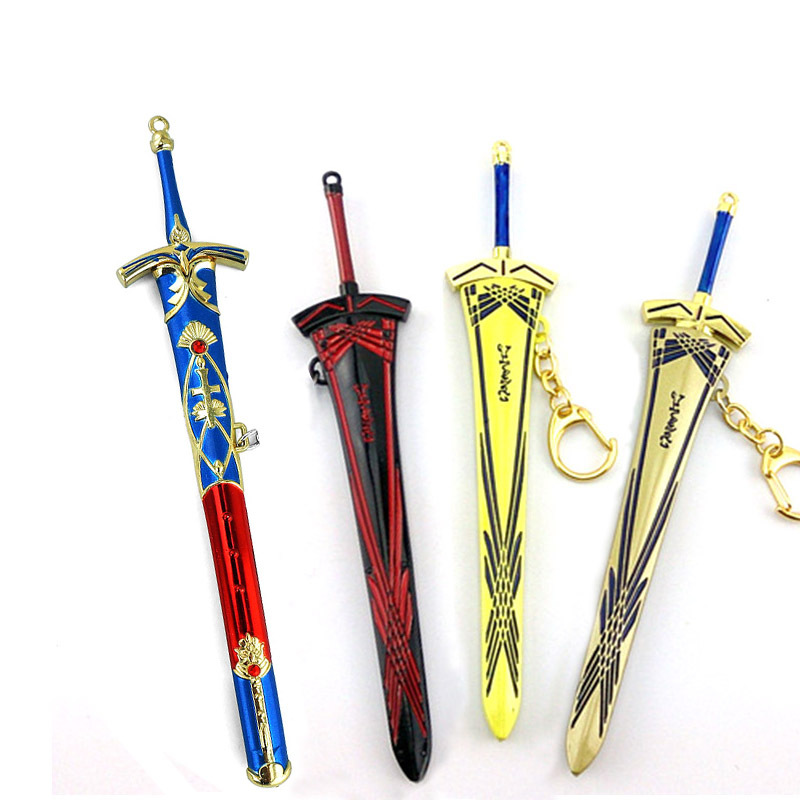 跨境FATE命运之夜誓约之剑石中之剑贞德钥匙扣动漫周边刀扣合金模