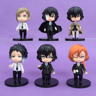跨境6款Q版文豪野犬公仔中岛敦太宰治动漫手办摆件娃娃机扭蛋模型