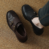 子通勤复古乐福鞋 头层牛皮英伦风小皮鞋 女秋冬加绒百搭真皮jk单鞋