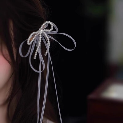 lolita少女蝴蝶结长飘带发饰发夹