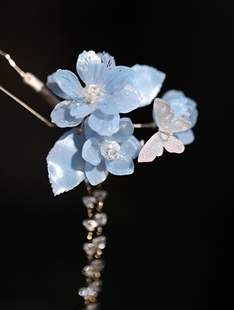 冰雪蓝u型发簪森系仙美儿童花朵簪子 国风lolita头饰少女汉服发饰