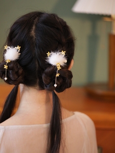 汉元素流苏对夹发饰仙女 森系超仙可爱发夹儿童古风小边夹头饰