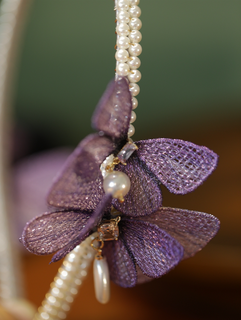 Lolita日常古风汉服刺绣蝴蝶发箍