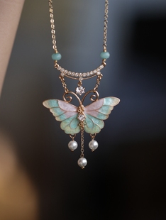 超仙森系精致锁骨链子 洛丽塔甜妹蝴蝶项链古风软璎珞脖子配饰