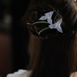 手工烫花发簪 清雅气质兰花发饰簪子国风新中式半丸子头发钗头饰