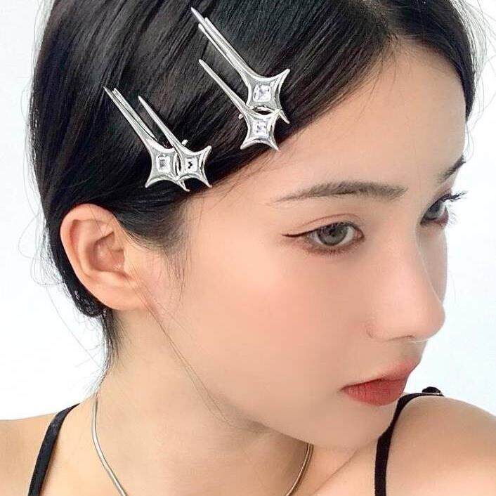 一束流星划过!原创金属辣妹y2k甜酷星星高级感刘海夹发夹小众边夹