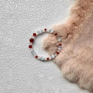 「红妆予你」新中式猫眼石串珠手链复古精致显白学生闺蜜手串女