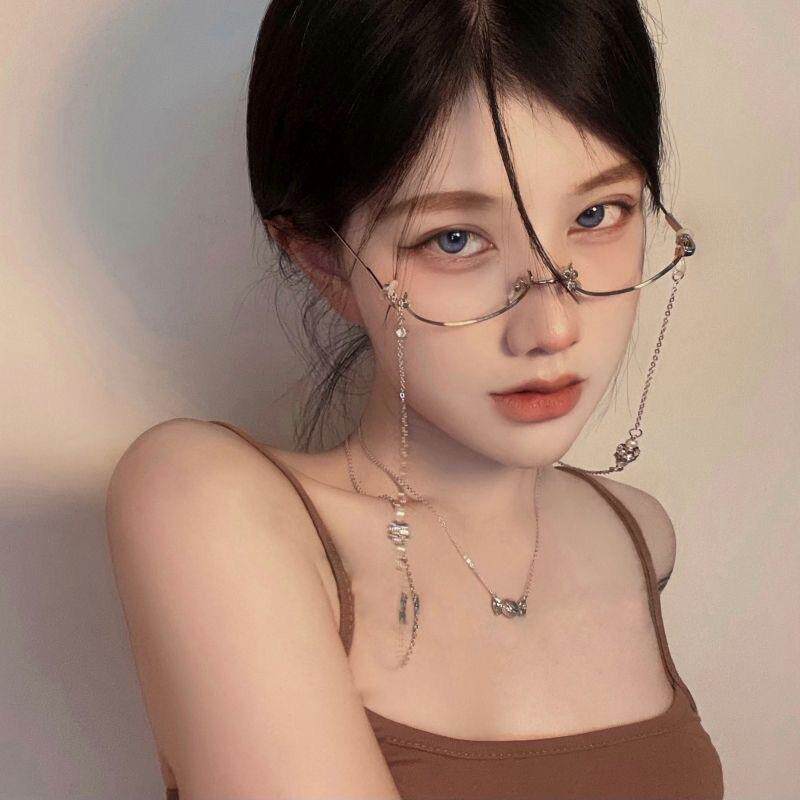 复古个性灯笼圆珠眼镜链女 冷淡风长款流苏挂脖链条防丢墨镜挂链