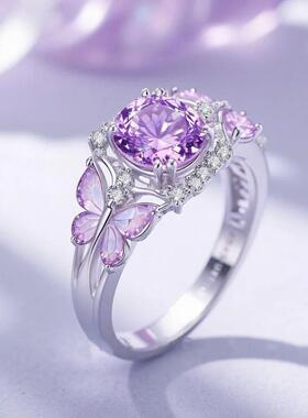 「清甜仙女风」紫色蝴蝶戒2025新款高级复古设计小众个性创意指环