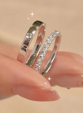 方糖男女情侣戒指男女一对素圈戒指ins小众设计感网红冷淡风指环