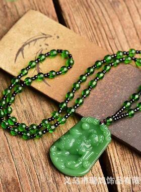 新中式十二生肖仿和田玉吊坠项链男女本命龙年百搭毛衣链饰品
