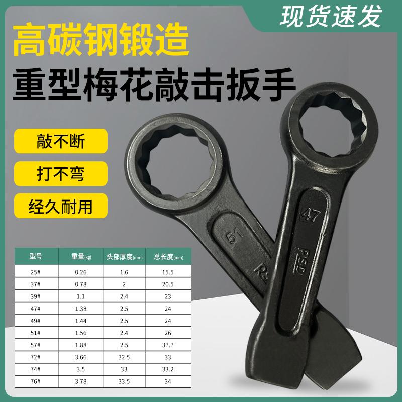 敲击梅花开口扳手加硬锤击直柄72