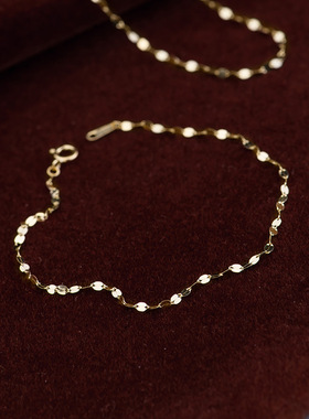 含金量5%不易掉色美国进口14K包金闪片嘴唇链手链女简约百搭叠戴