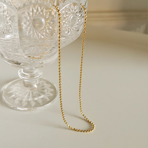 洗澡不摘美产14K包金小圆珠项链