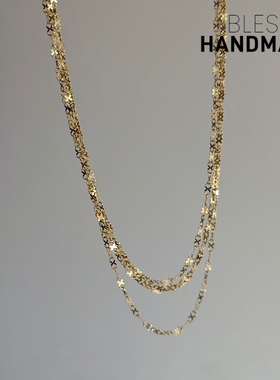 巨闪8字镭射闪片K金项链保色好