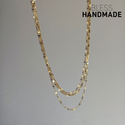 巨闪8字镭射闪片K金项链保色好