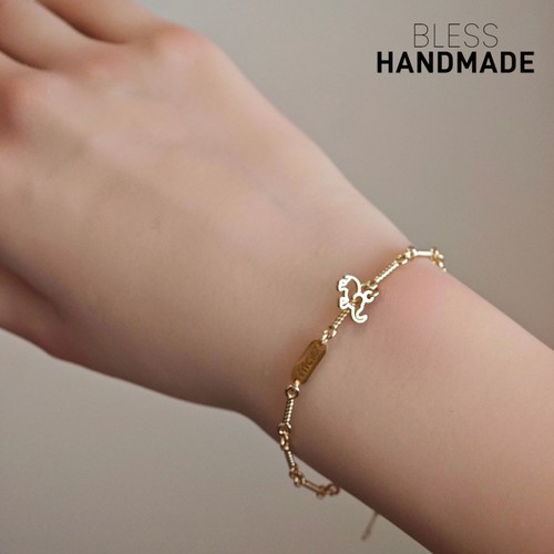 原创淡金色小象幸运手链保色好