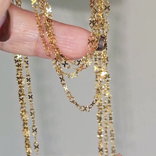 巨闪8字镭射闪片K金项链保色好