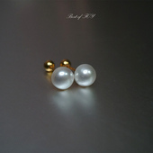 睡觉不摘天然淡水珍珠925纯银18k金螺丝拧扣耳钉女叠戴耳骨耳环