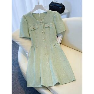 大码夏季法式2026高级新款小个子小香风赫本显瘦连衣裙名媛裙子女