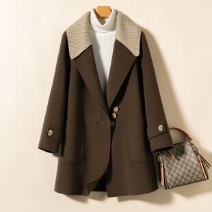 大码中长款秋冬时尚2025毛呢大衣高级感宽松大衣洋气新款呢子外套