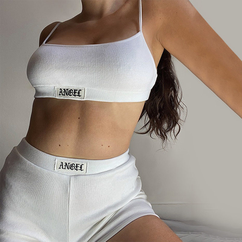 Sling shorts suit female 细绳吊带短裤套装女夏街头运动套装