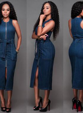 Denim Dress vestido de mujer  femme robe 2021 new牛仔连衣裙