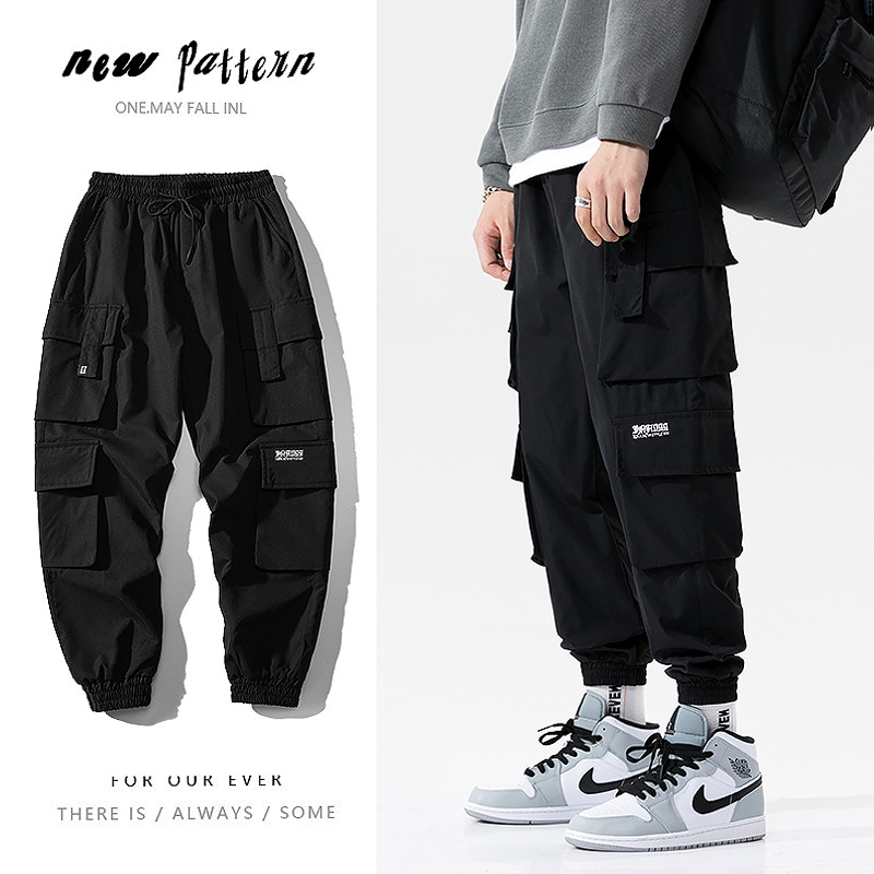 Streetwear Black Mens Harem Joggers Pants Men Cargo Trousers