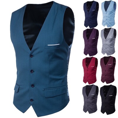 西装马甲男Men Vest Mens Casual Suit V-necked Slim Fit Vests