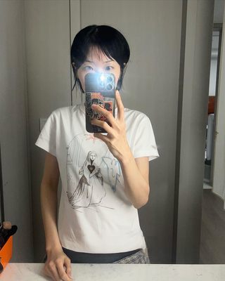 Unique SEI 夏日街头韩版小众印花图案休闲圆领显瘦短袖T恤上衣女